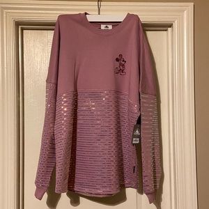 Disney Parks Pink Sequin Iridescent Mickey Mouse Spirit Jersey XL NWT New